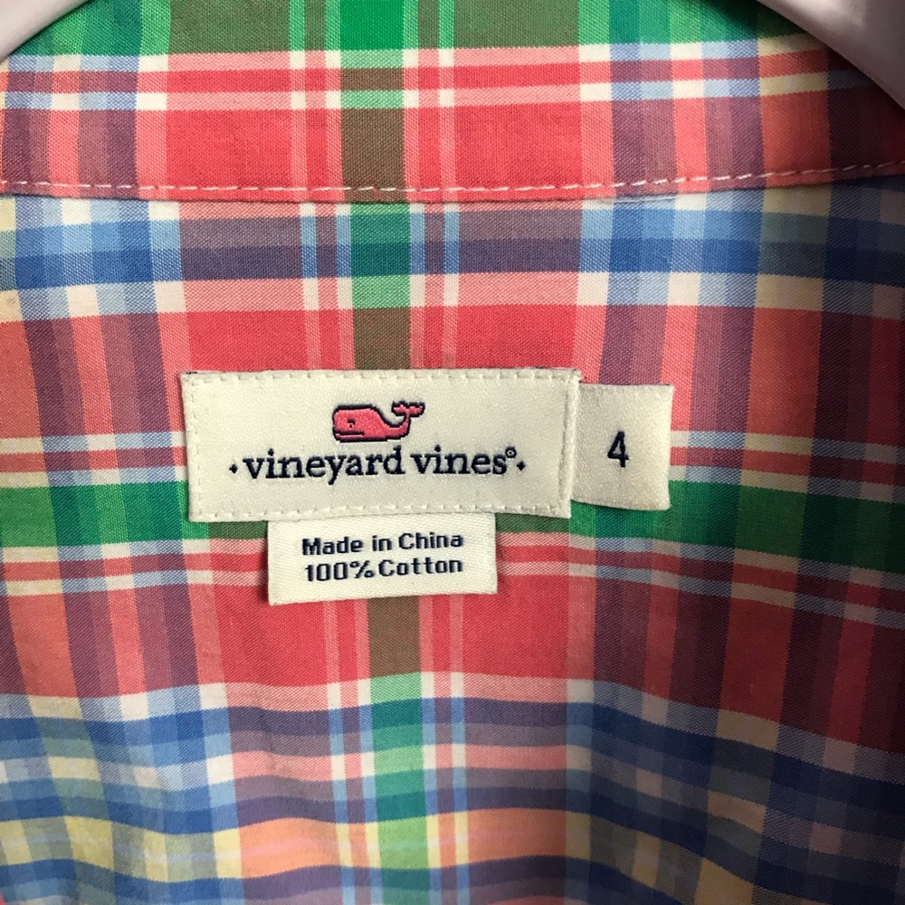 Vineyard Vines Coral Spring Plaid Dress Shirt 4 - Picture 6 of 6